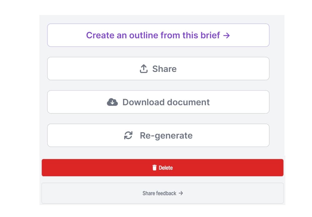 Features of Brief Generator